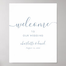 Welkomstbord van het mosterdblauwe huwelijk