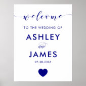 Welkomstbord van het rivierhuwelijk, marineblauw poster (Voorkant)