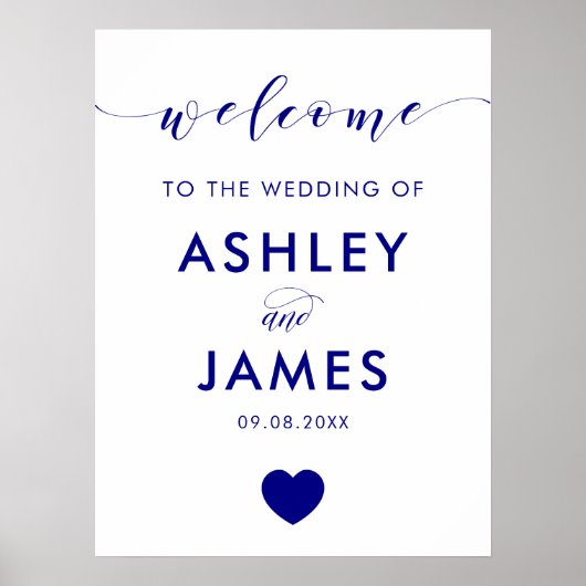 Welkomstbord van het rivierhuwelijk, marineblauw poster (Voorkant)