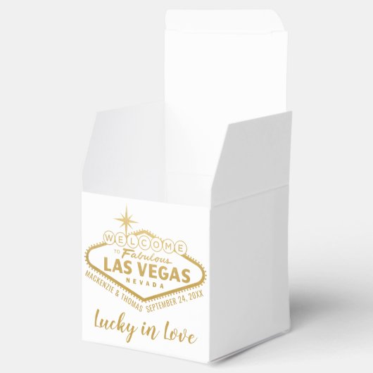 Welkomstbord van Las Vegas Elegant Gold Wedding Bedankdoosjes (Geopend)