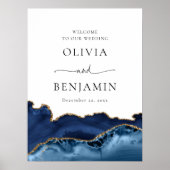 Welkomstbord van marinesurroge goudgeode bruiloft poster (Voorkant)