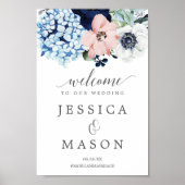 Welkomstbord van Navy Blooms Weddenschap Poster (Voorkant)