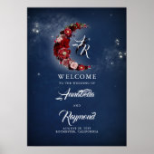 Welkomstbord van Navy Blue en Burgundy Starry Wedd Poster (Voorkant)