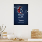 Welkomstbord van Navy Blue en Burgundy Starry Wedd Poster (Keuken)