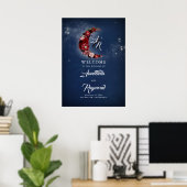 Welkomstbord van Navy Blue en Burgundy Starry Wedd Poster (Thuiskantoor)