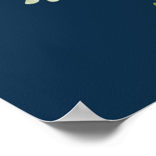 Welkomstbord van Navy Blue en Eucalyptus Greenery Poster (Hoek)