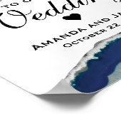 Welkomstbord van Navy Blue Wedding | Agate Poster (Hoek)