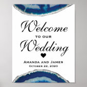 Welkomstbord van Navy Blue Wedding | Agate Poster (Voorkant)