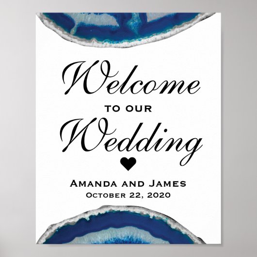 Welkomstbord van Navy Blue Wedding | Agate Poster (Voorkant)