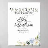 Welkomstbord van Rustic Blue Floral Wedding Poster (Voorkant)