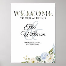 Welkomstbord van Rustic Blue Floral Wedding