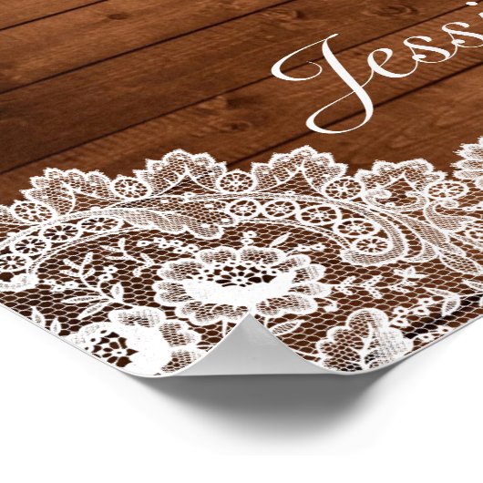 Welkomstbord van Rustic Wood & Lace Vrijgezellenfe Poster (Hoek)