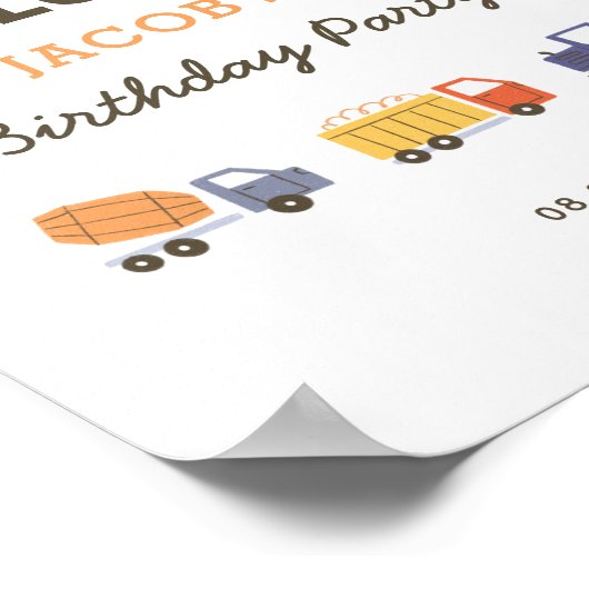 Welkomstbord van Truck Birthday Poster (Hoek)