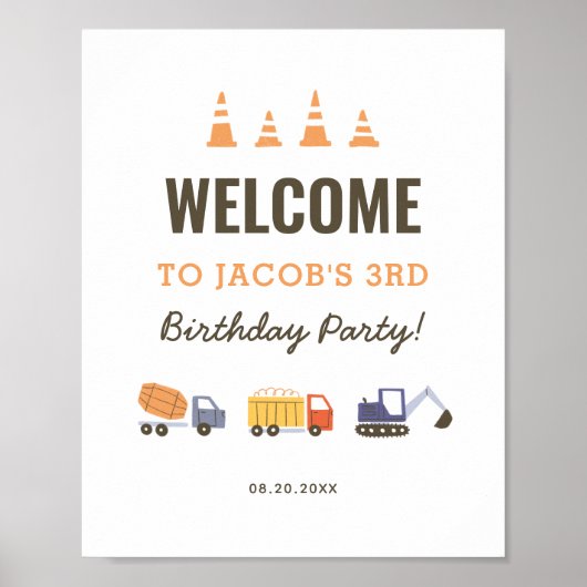 Welkomstbord van Truck Birthday Poster (Voorkant)