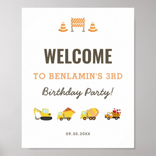 Welkomstbord van Truck Birthday Poster (Voorkant)