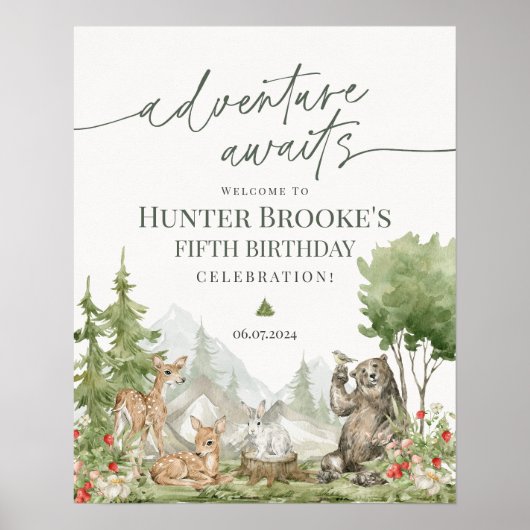 Welkomstbord van Woodland Animals Poster (Voorkant)