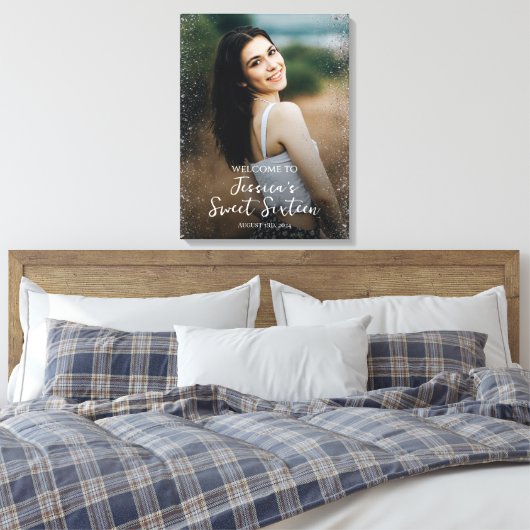 Welkomstbord van zestien partijen met foto canvas afdruk (Insitu (Slaapkamer))