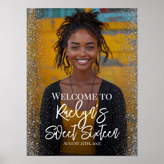 Welkomstbord van zestien partijen met foto poster (Voorkant)