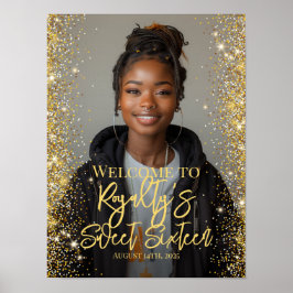 Welkomstbord van zestien partijen met foto poster