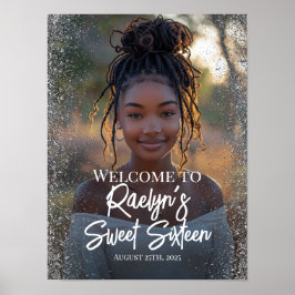 Welkomstbord van zestien partijen met foto poster