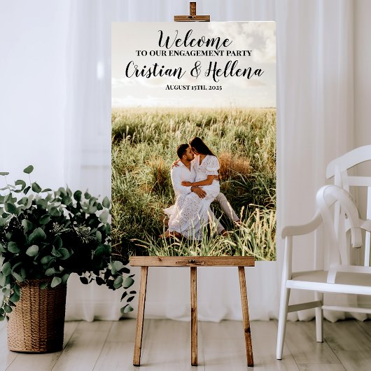 Welkomstbord verlovingsfeest met foto poster