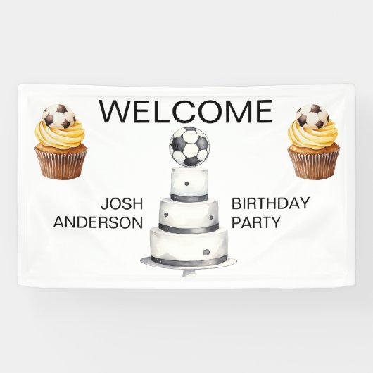 Welkomstbord Voetbal Verjaardagsfeest Spandoek (Horizontaal)