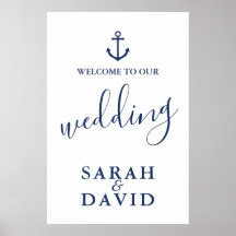 Welkomstbord voor anchor Wedding bij de zeemacht -
