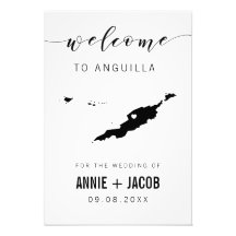 Welkomstbord voor Anguilla Map Wedding,