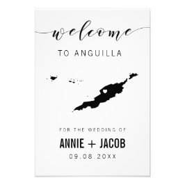 Welkomstbord voor Anguilla Map Wedding, Foto Afdruk