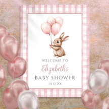 Welkomstbord voor baby shower Little Bunny Roze