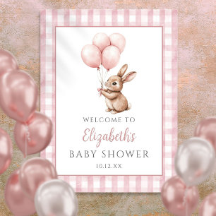Welkomstbord voor baby shower Little Bunny Roze Poster