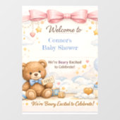 Welkomstbord voor Baby Shower | Roze Olifant Kunst Raamsticker (Vel)