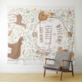 Welkomstbord voor babyborrel met bosdieren wandkleed (In Situ (horizontaal))