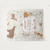 Welkomstbord voor babyborrel met bosdieren wandkleed (Voorkant (horizontaal))