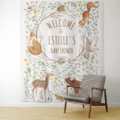 Welkomstbord voor babyborrel met bosdieren wandkleed (In situ)