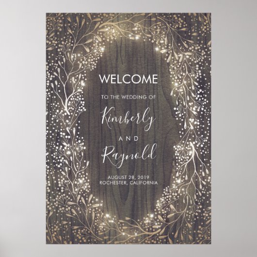 Welkomstbord voor baby's Breath Rustic Floral Wedd Poster (Voorkant)