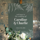 Welkomstbord voor bruidsdouche in varenbos poster