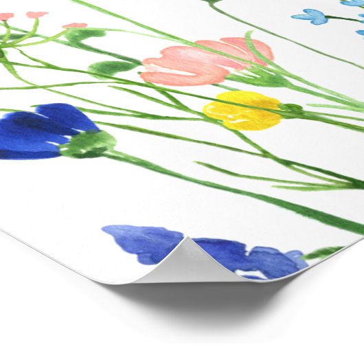 Welkomstbord voor bruidsfeest in wilde bloementuin poster (Hoek)