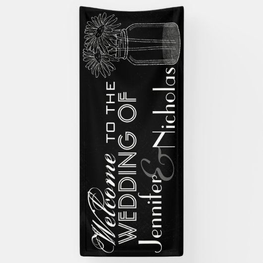 Welkomstbord voor bruiloft en Mason Jar Spandoek (Verticaal)