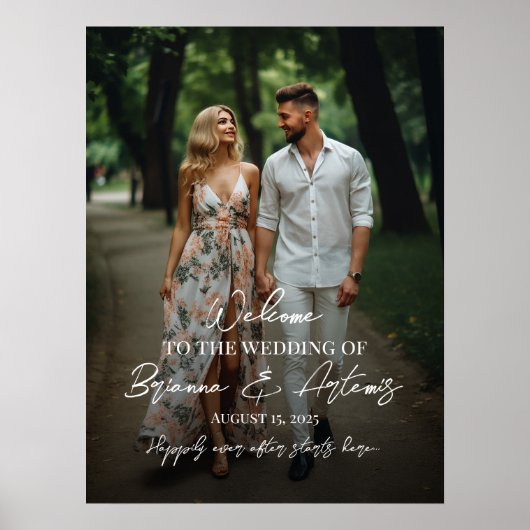 Welkomstbord voor bruiloft met foto poster (Voorkant)