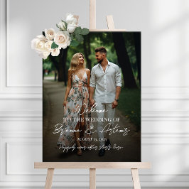 Welkomstbord voor bruiloft met foto poster