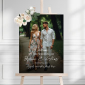 Welkomstbord voor bruiloft met foto poster