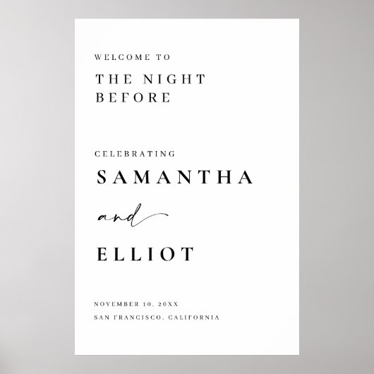 Welkomstbord voor bruiloft Minimale Poster (Voorkant)