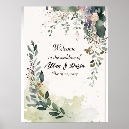 Welkomstbord voor bruiloft poster (Voorkant)