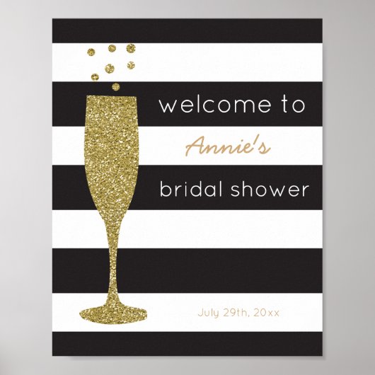 Welkomstbord voor Brunch en Bubble Faux Glitter Sh Poster (Voorkant)