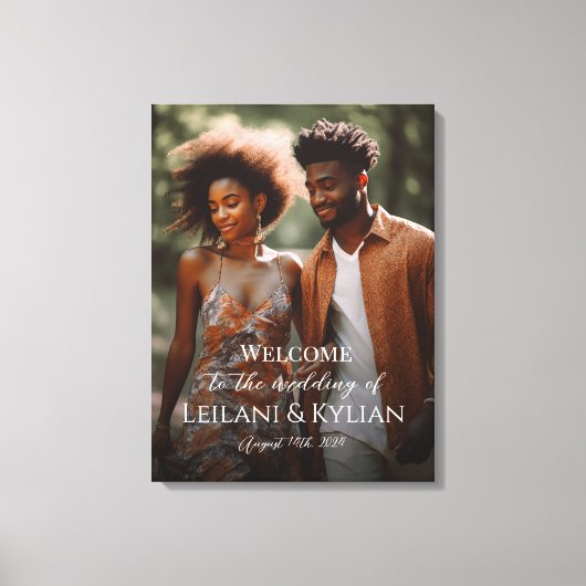 Welkomstbord voor de bruiloft op canvas (Voorkant)