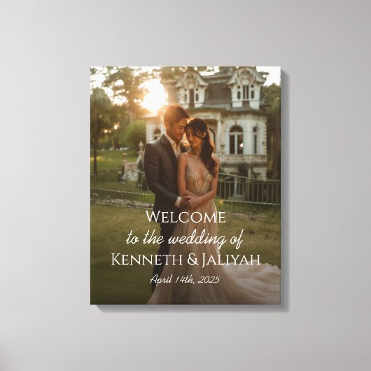 Welkomstbord voor de bruiloft op canvas (Voorkant)