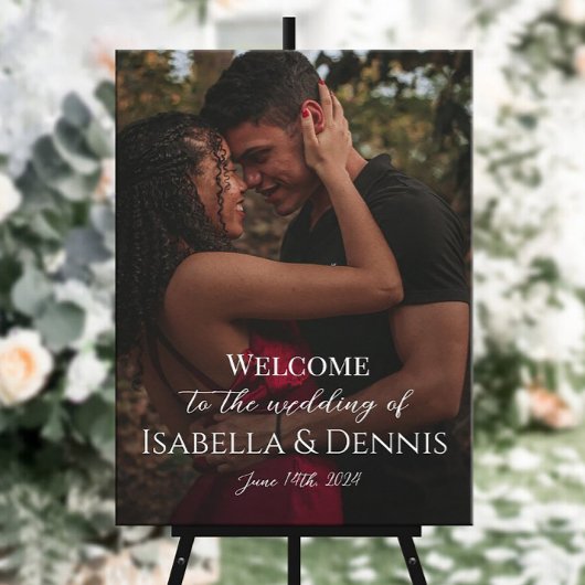 Welkomstbord voor de bruiloft op canvas afdruk