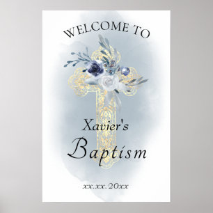 Welkomstbord voor de doop van de baby Heilige Krui Poster
