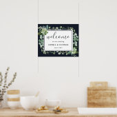 Welkomstbord voor de middernacht Blue Succulent We Poster (Keuken)